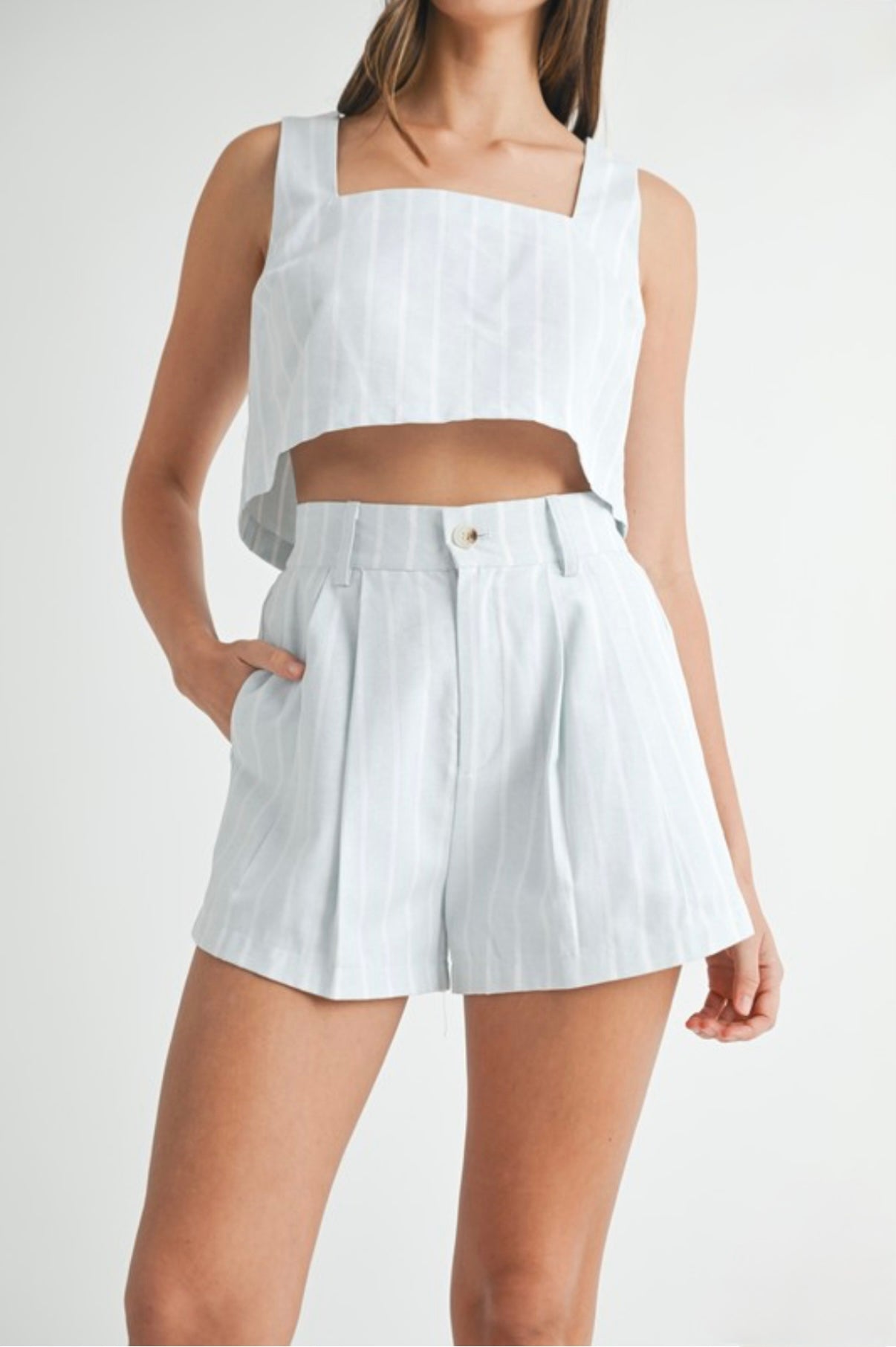 Striped Crop Top & Shorts Set