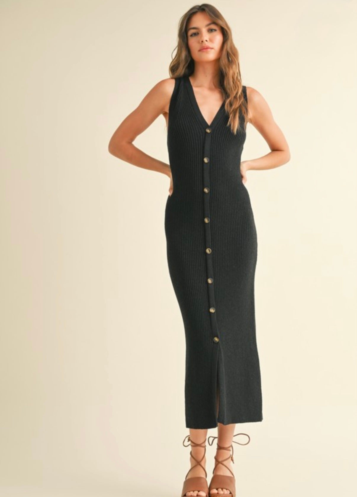 Buttondown Ribbed Dress