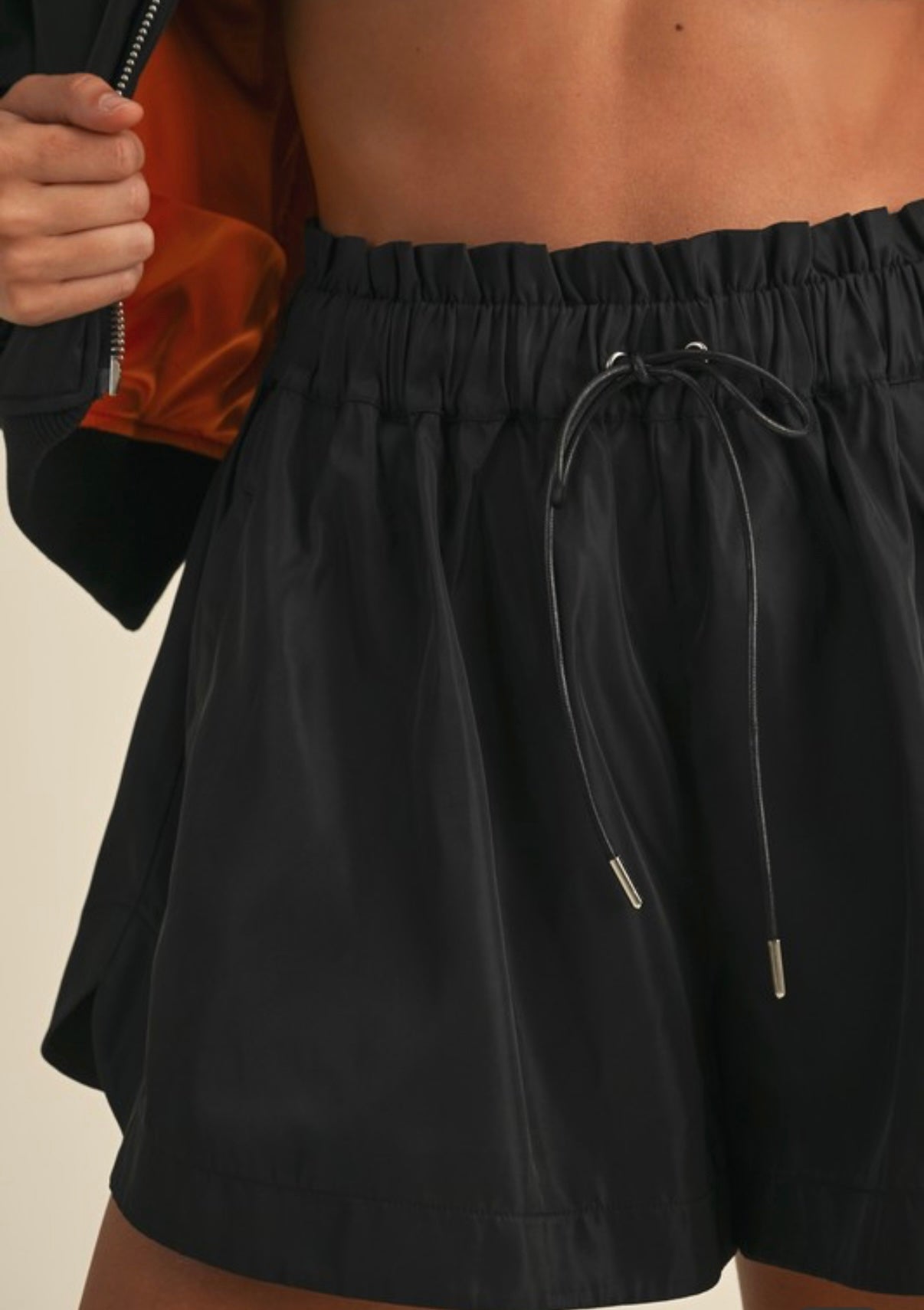 Puff Sleeve Bomber Jacket and Shorts Set