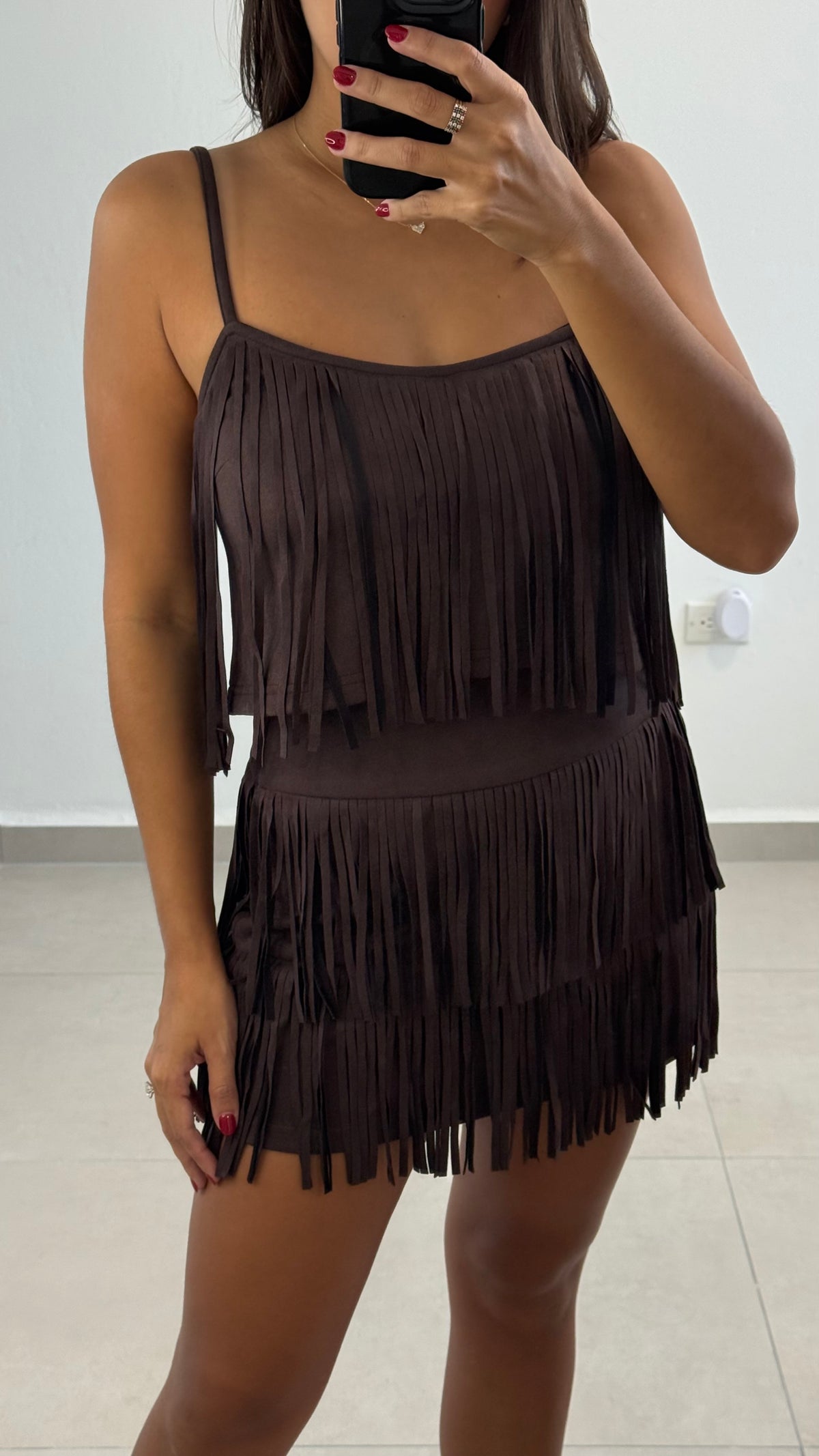 Suede Fringe Chocolate Set