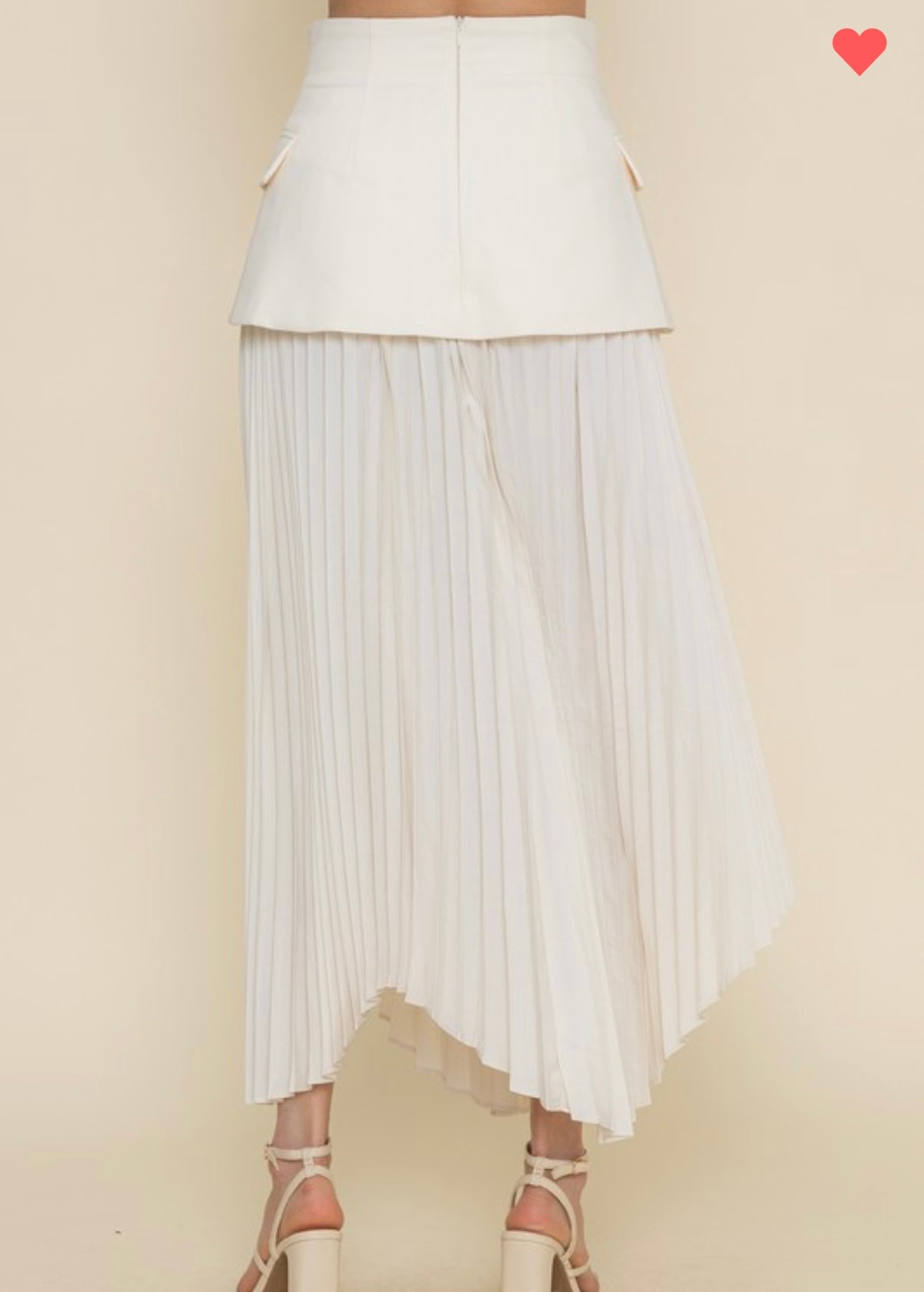 Asymmetric Pleated Slit Skirt