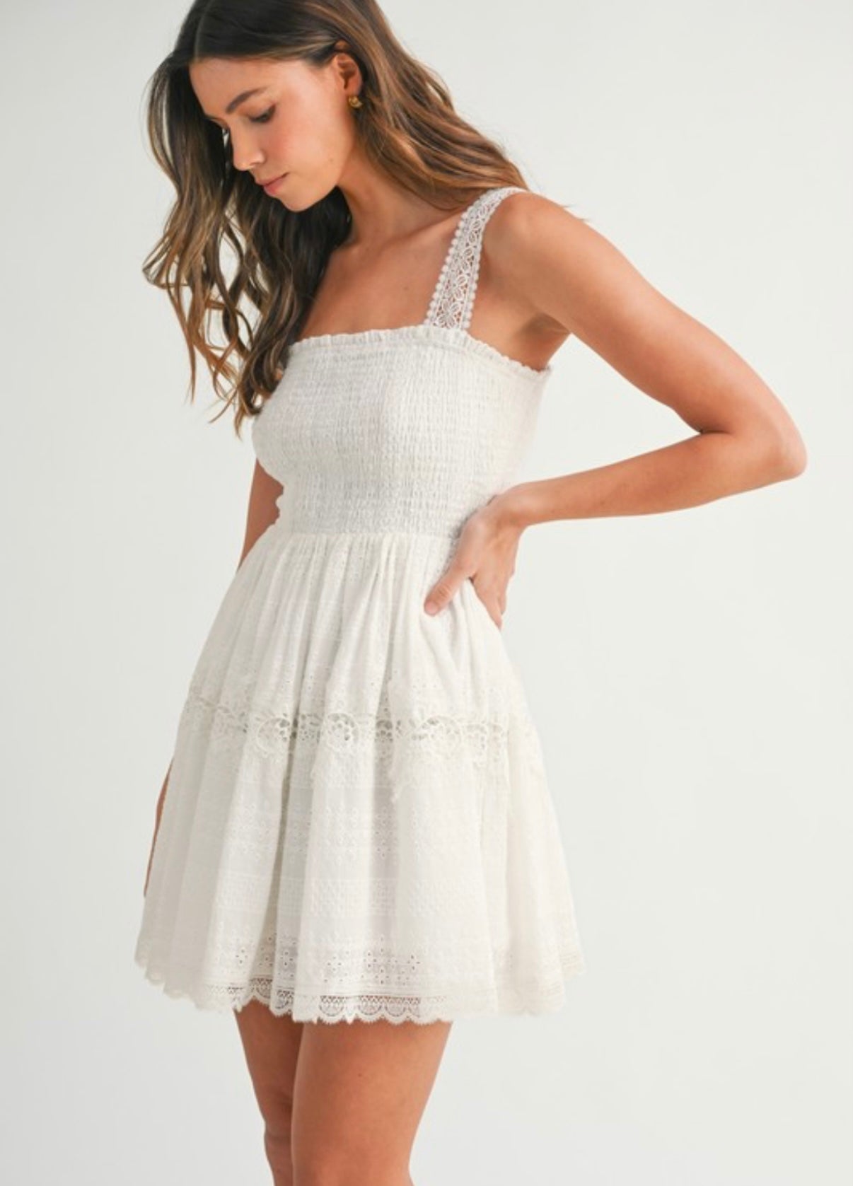 Eyelet Lace Mini Dress