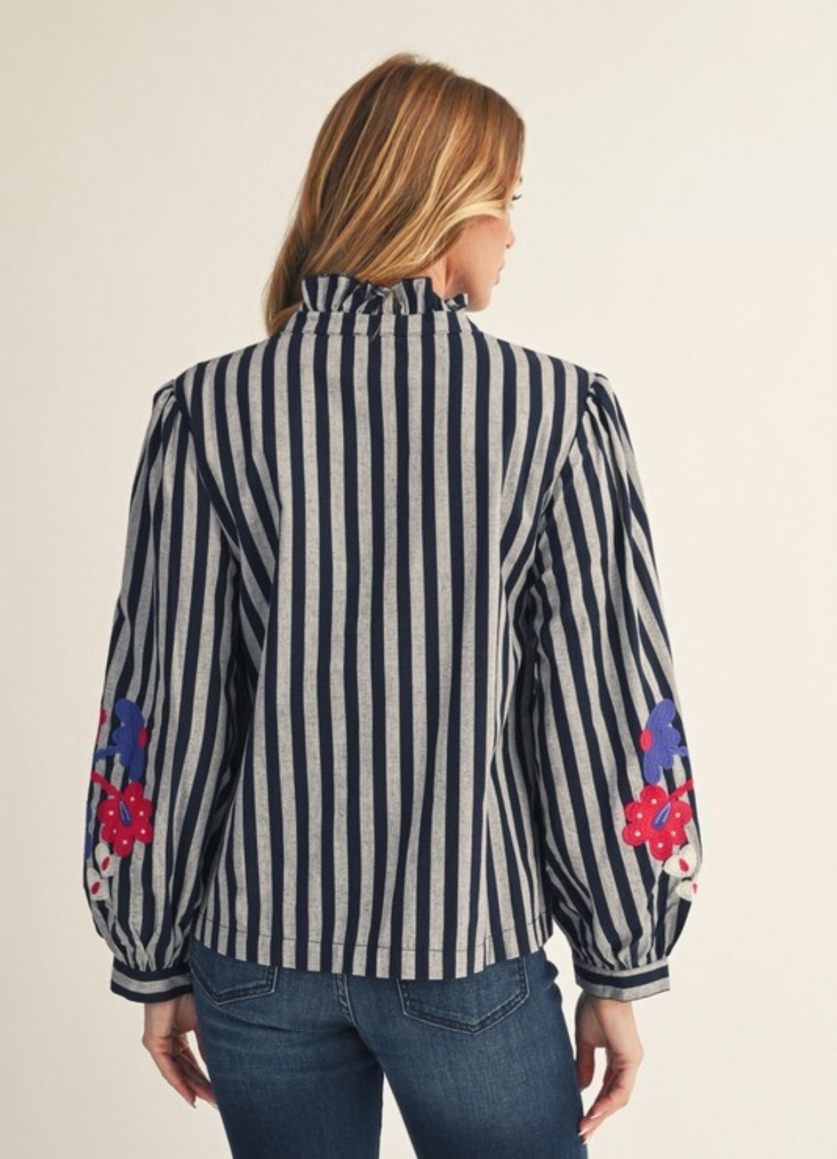 Embroidered Stripe Top
