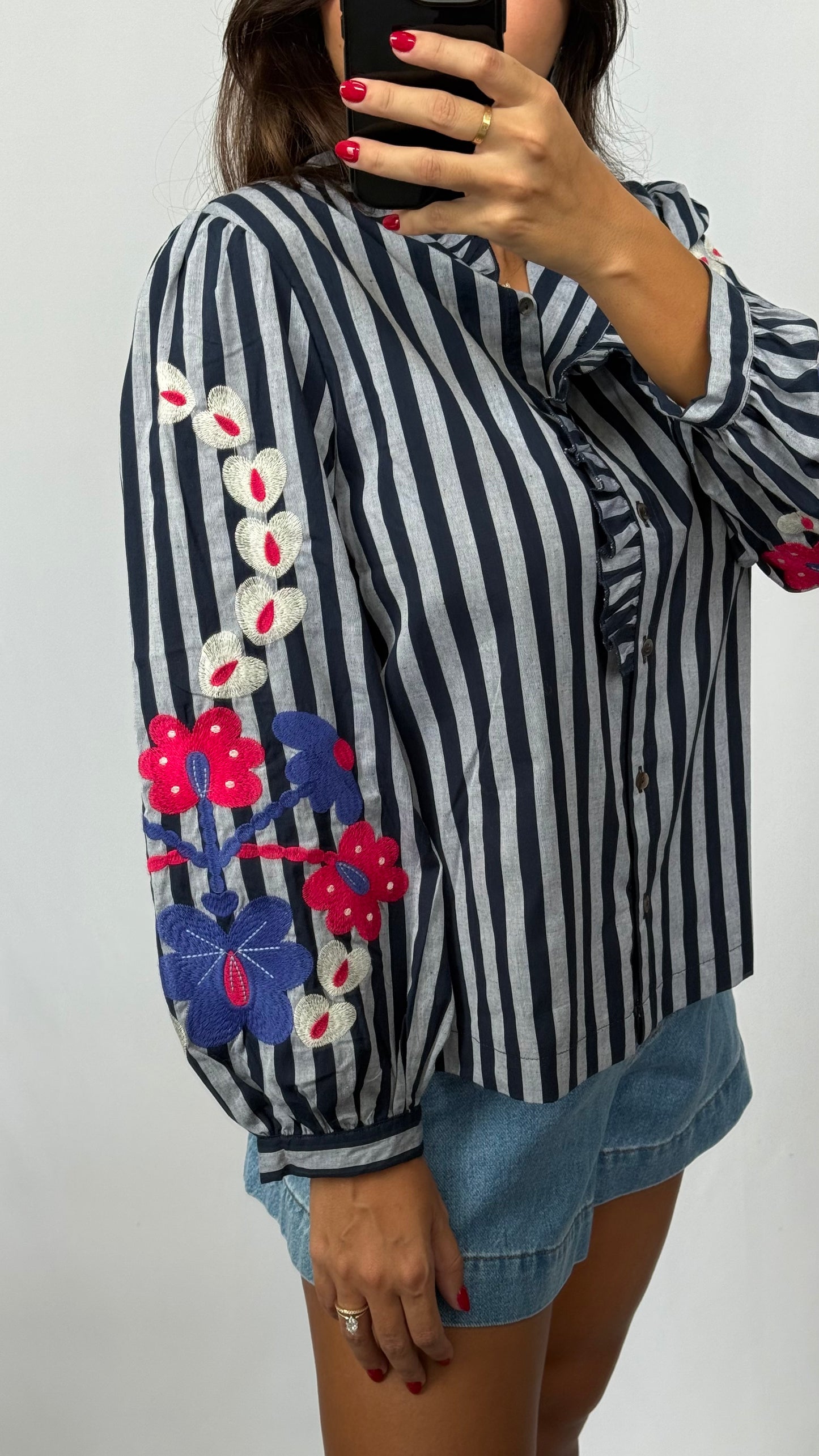 Embroidered Stripe Top