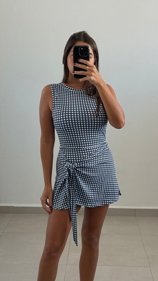 Gingham Navy Activewear Romper