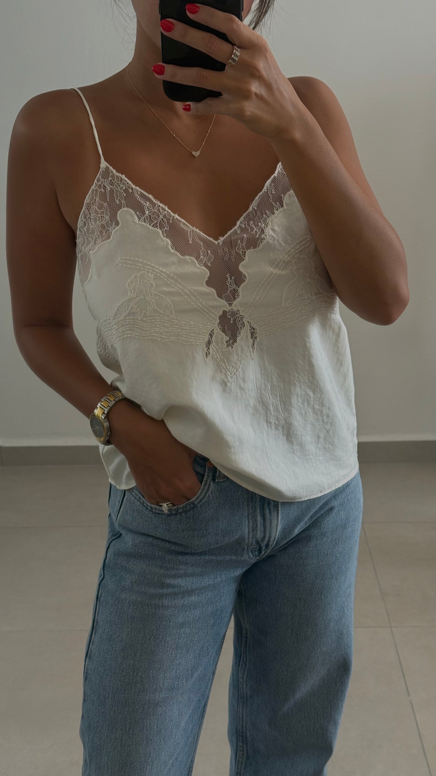 Cream Sleeveless Top