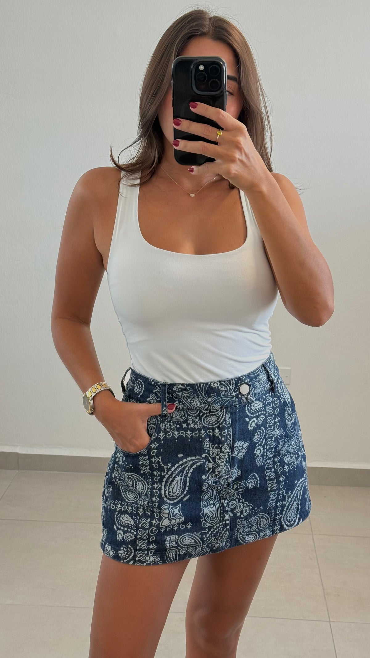 Bandana Denim Skort