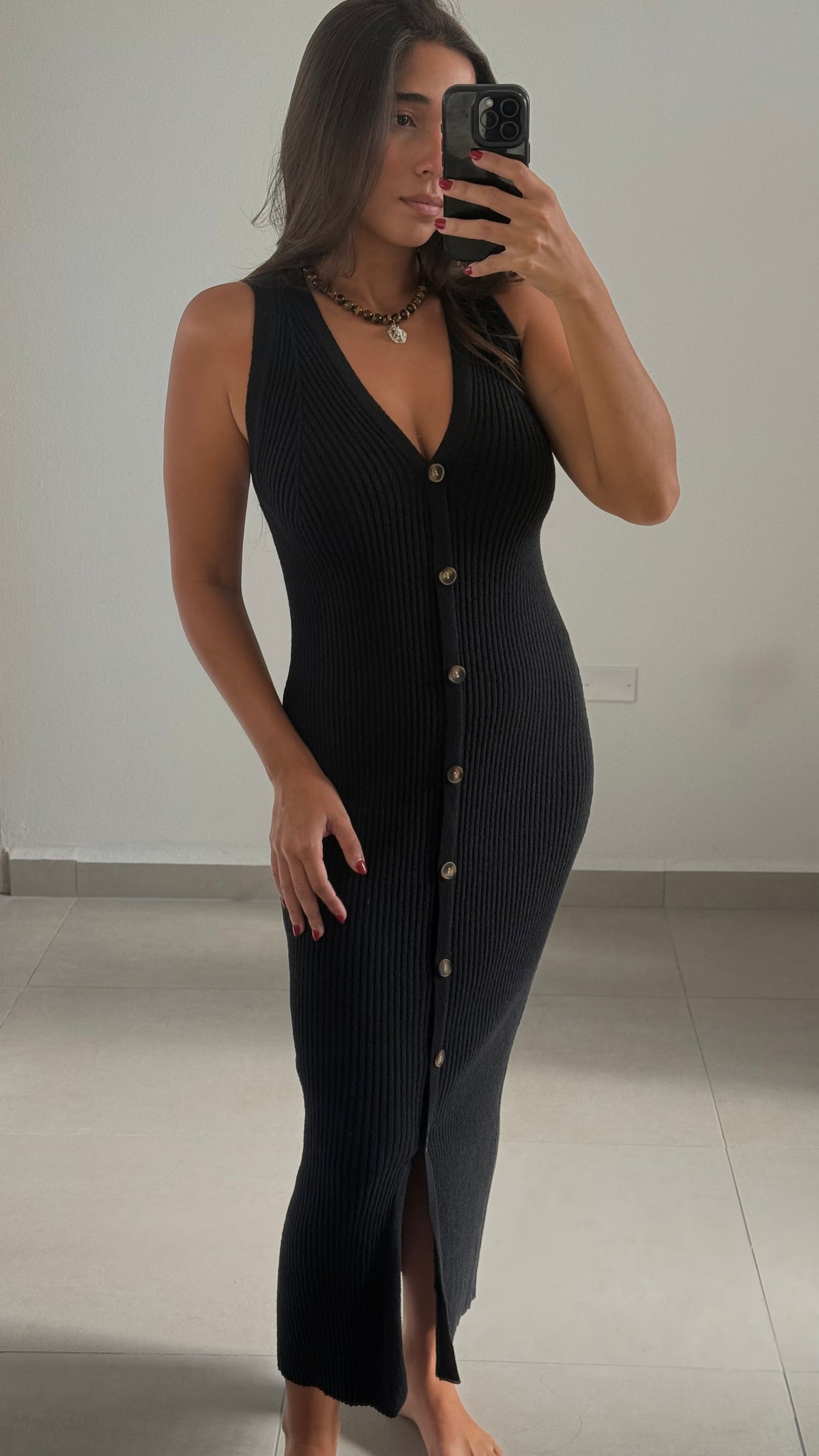 Buttondown Ribbed Dress