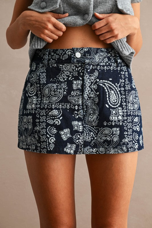Bandana Denim Skort