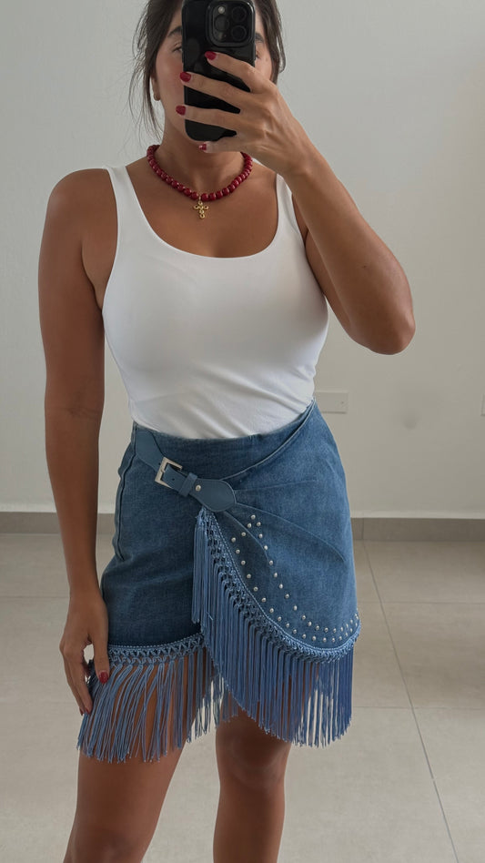 Fringe Wrap Skirt
