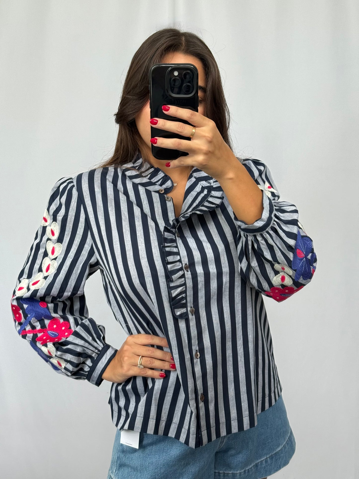 Embroidered Stripe Top