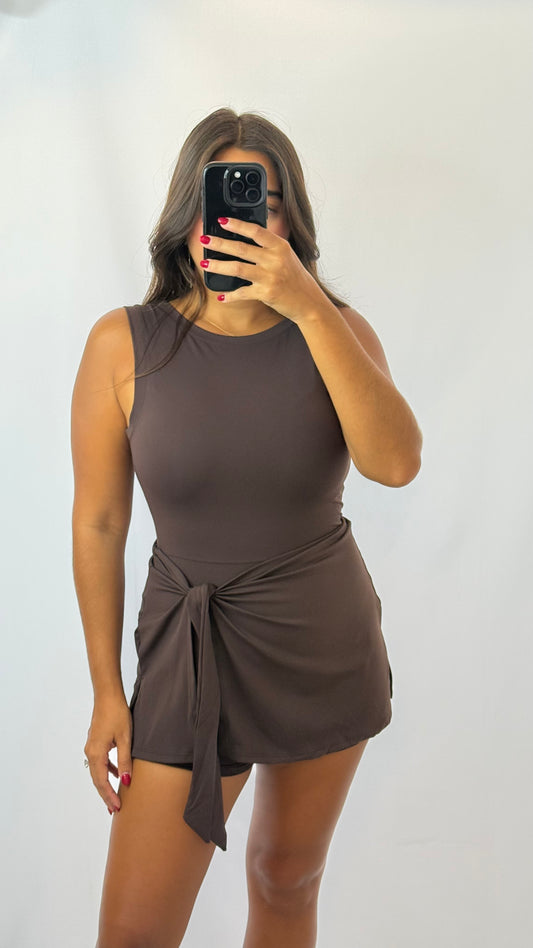 Everyday Brown Romper Dress