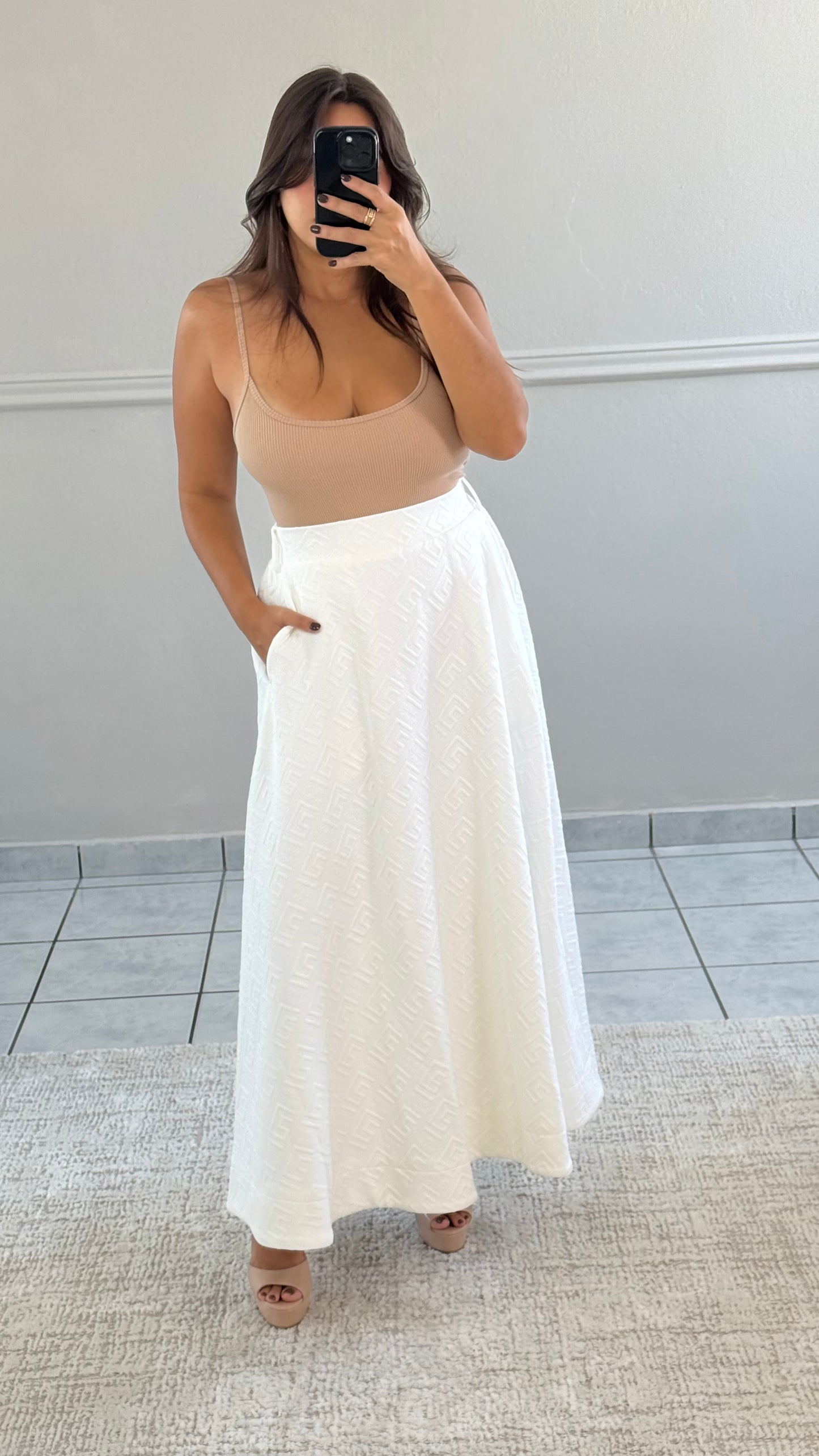 Embossed Jacket and Skirt Set