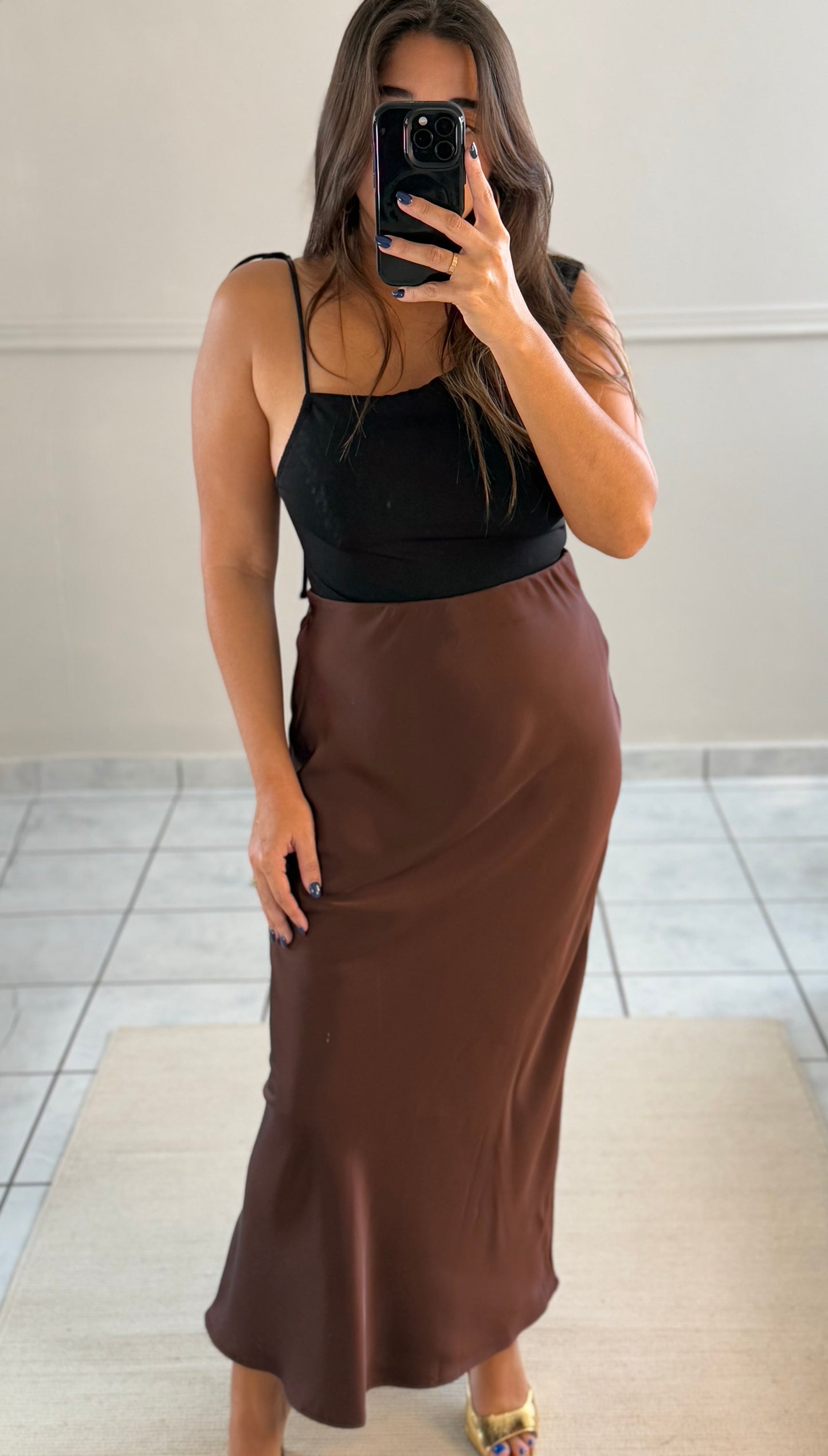 Chocolate Satin Skirt