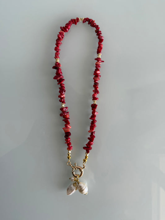 Red & Pearl Necklace