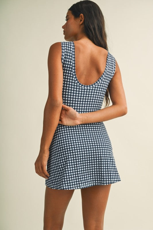 Gingham Navy Activewear Romper