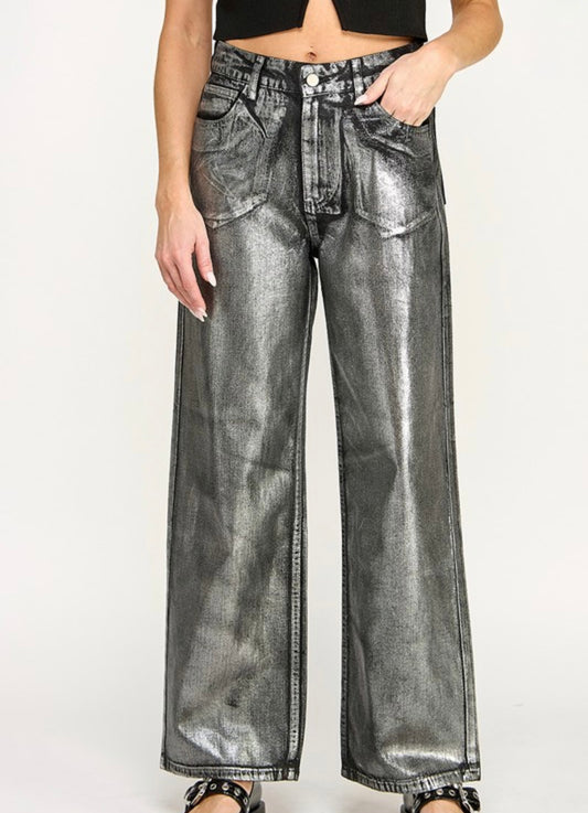 Metallic Silver Jean