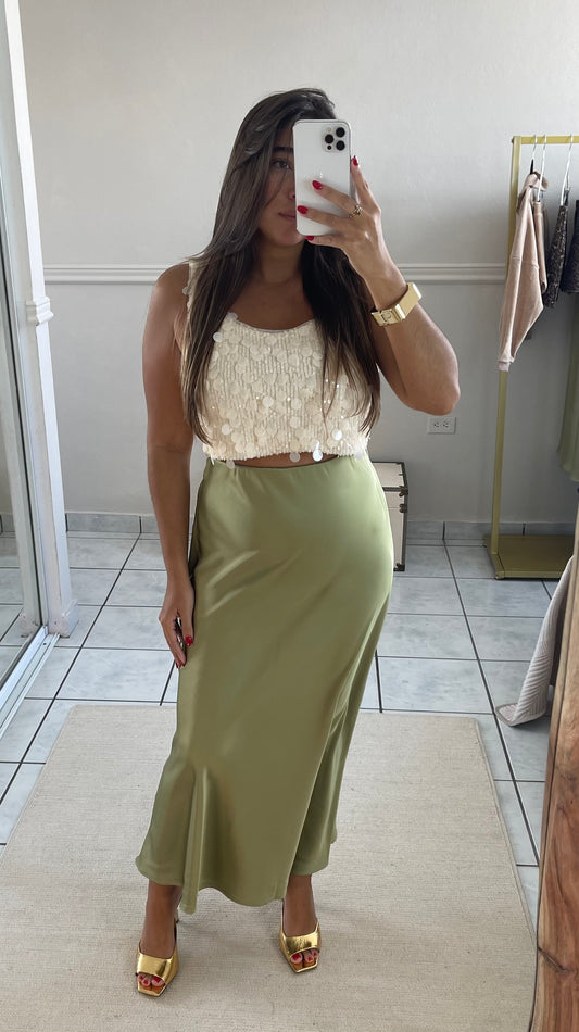 Satin Green Skirt