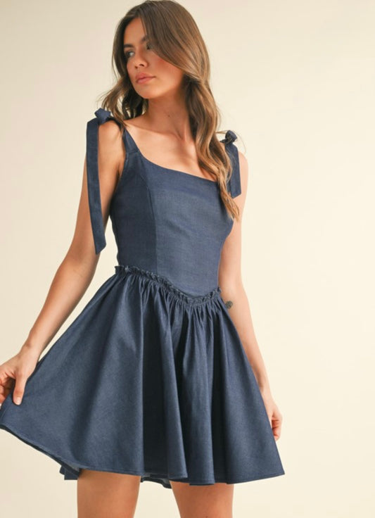 Back Lace Up Flared Dress