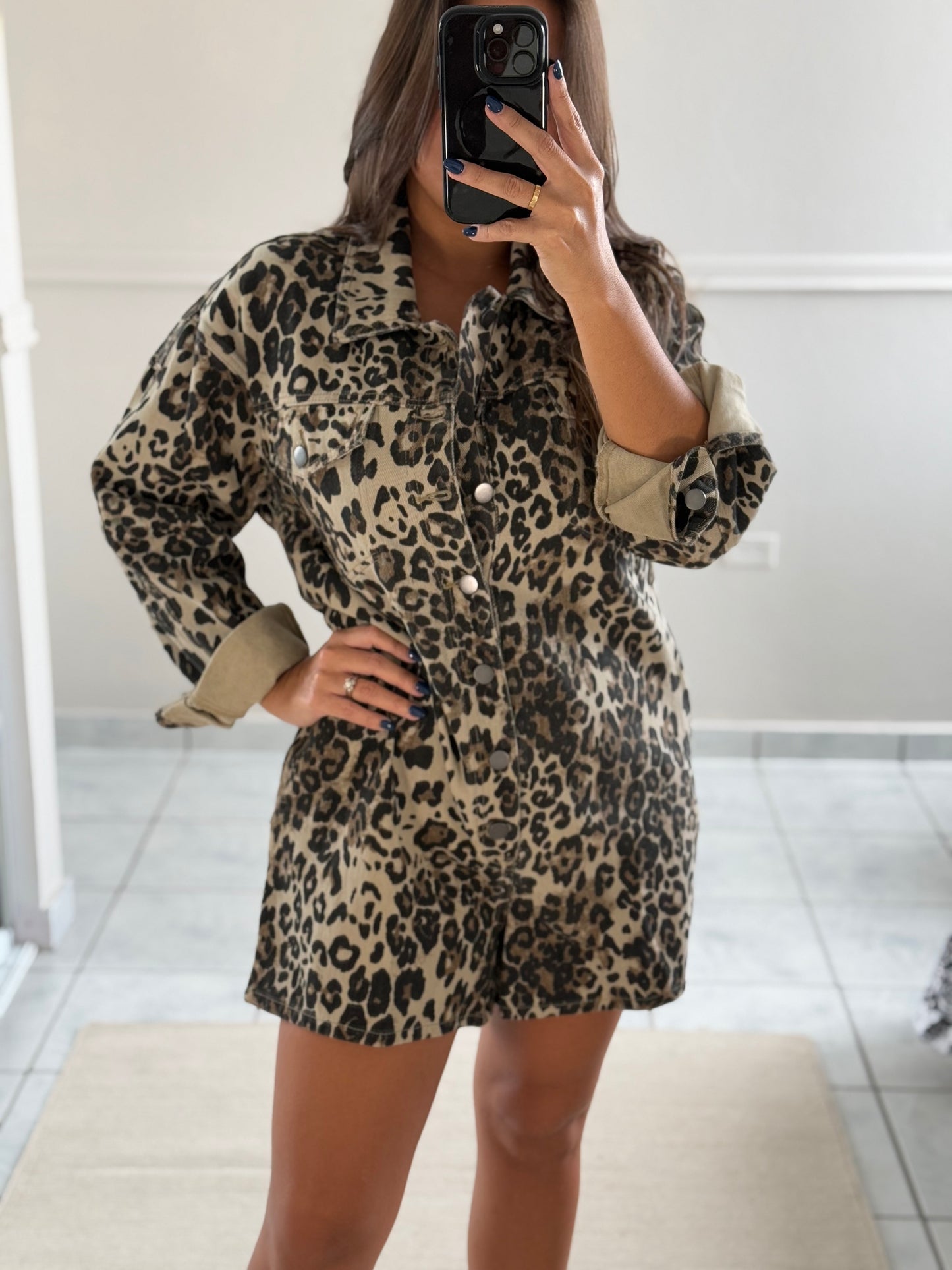 Leopard Button Down Romper