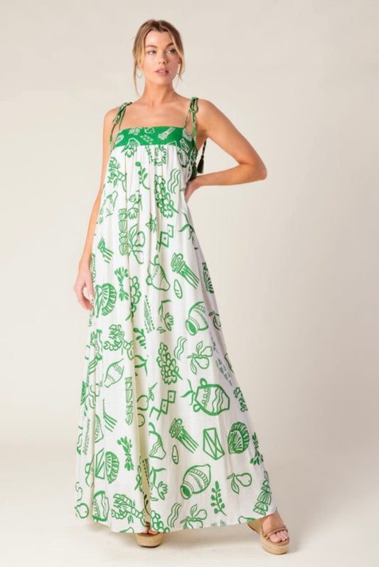 Ivory Green Maxi Dress
