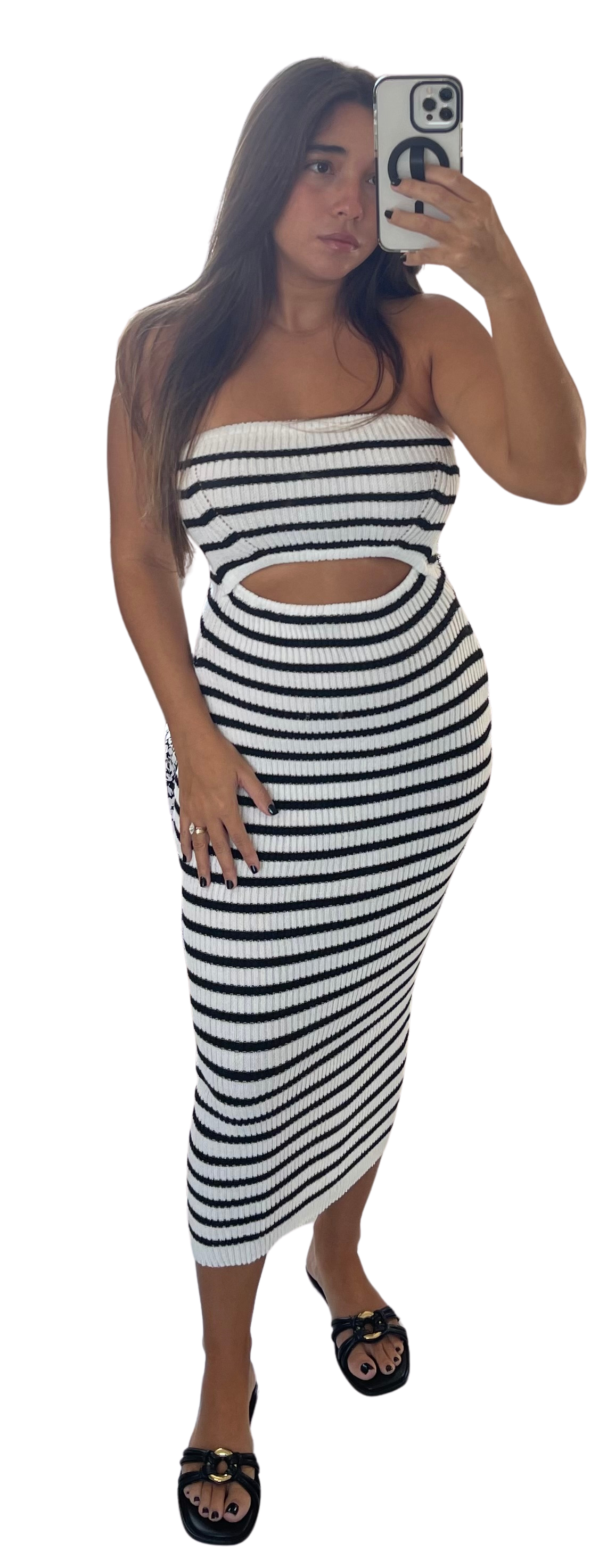 Knitted Stripes Midi Dress