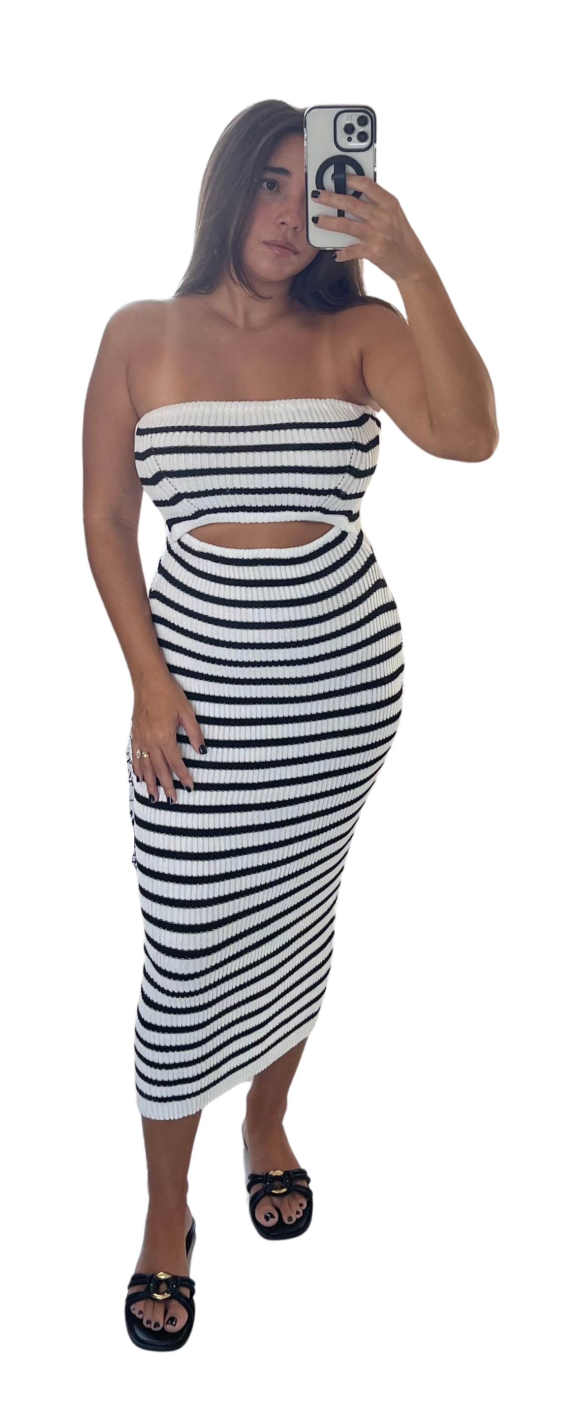 Knitted Stripes Midi Dress