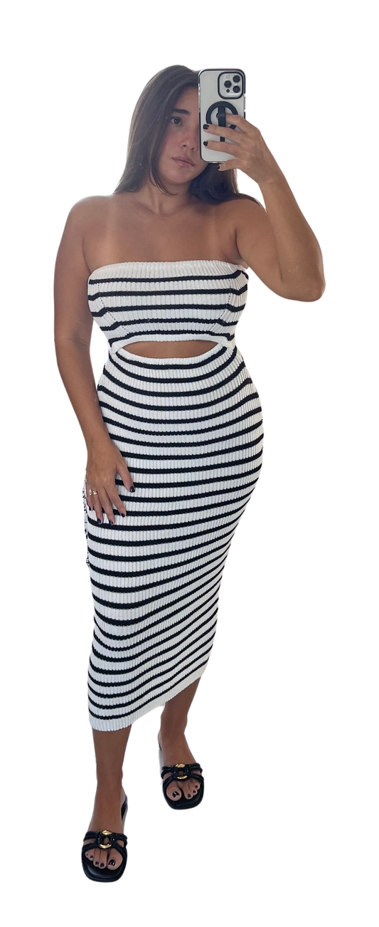 Knitted Stripes Midi Dress